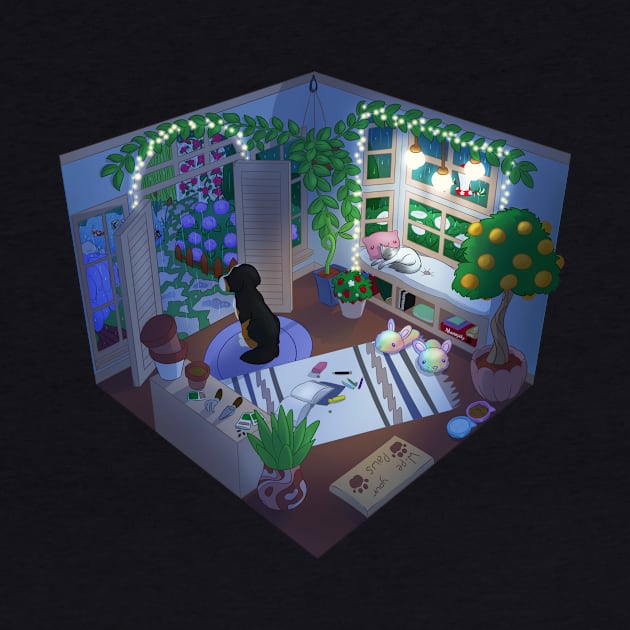 LoFi Rainy Night Sunroom by ParadisePaws